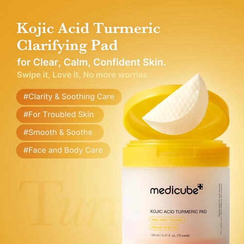 Kojic Acid Turmeric Toner Pads, Medicube Korean Skincare