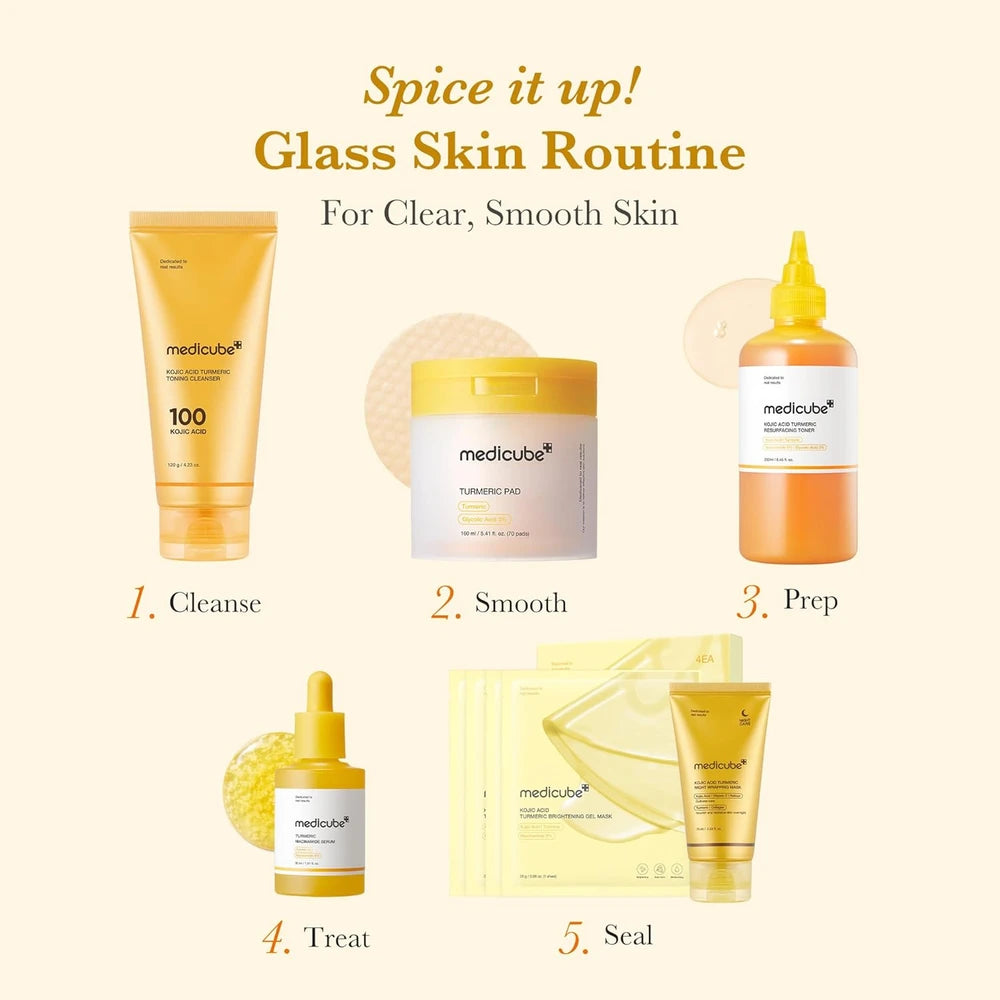 Kojic Acid Turmeric Toner Pads, Medicube Korean Skincare